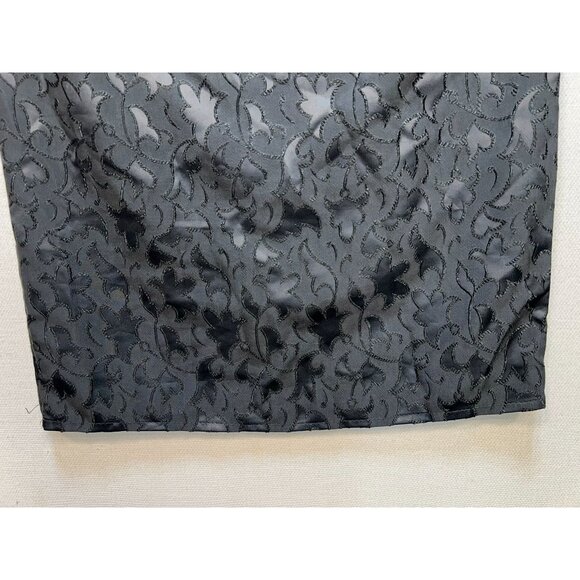 Perliza Women's A Line Formal Skirt 12 Lightweight Flat Front Black Floral Print - Picture 7 of 13